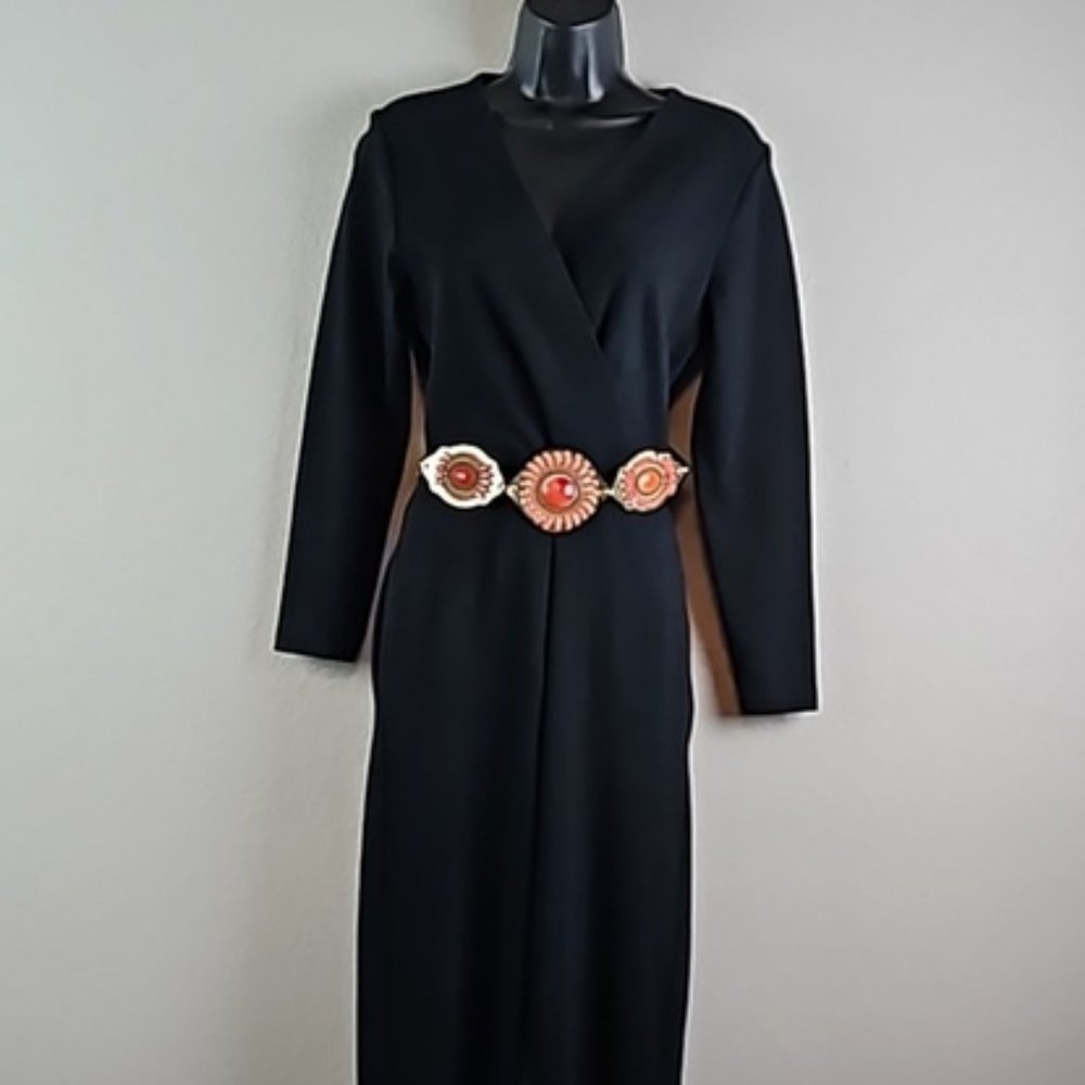 Chico's | NWT Women's Multi Avery Beaded Gold Chain Leather Belt Sz S/M - Picture 2 of 13